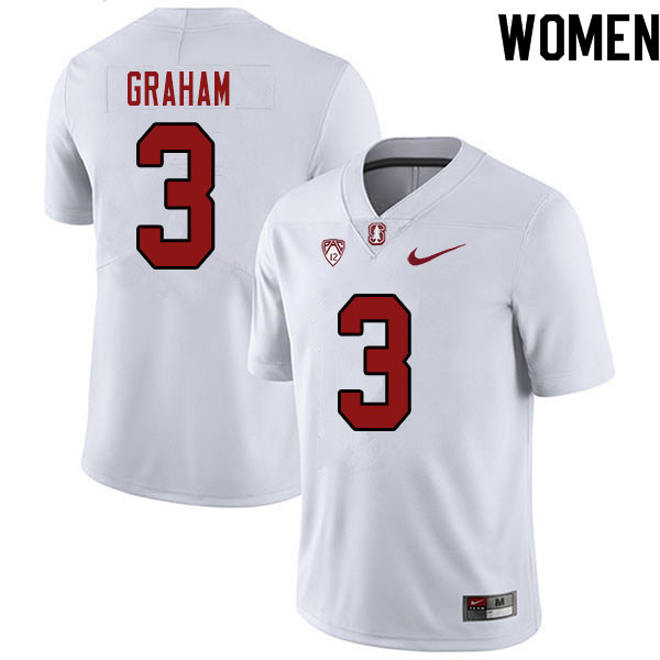 Women #3 Marcus Graham Stanford Cardinal College Football Jerseys Sale-White - Click Image to Close